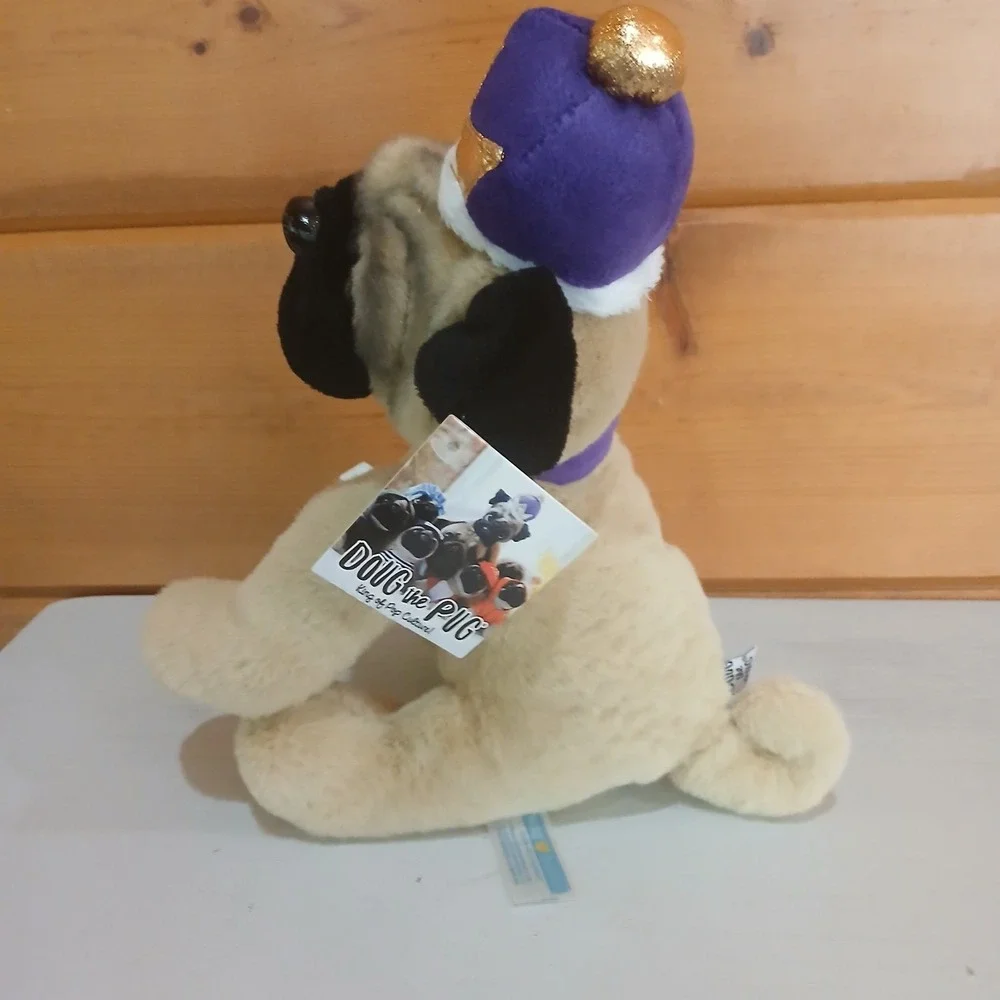 NWT Doug the Pug Plush Plushie with Purple Collar King Crown D42